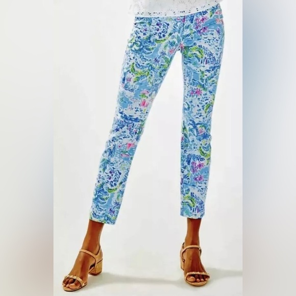 LILLY PULITZER Kelly Skinny Crop Pants in Multi “What a Lovely Place” Print 0